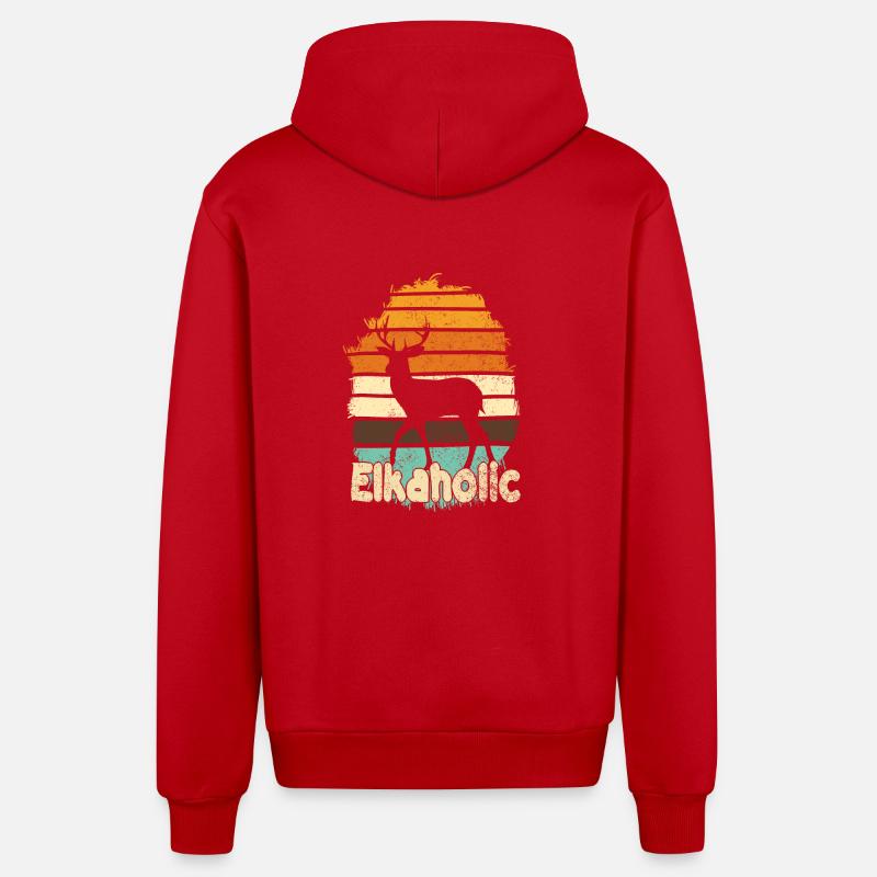 Chasse à l’élan Elkaholic Hunters - Veste à capuche bio décontractée fabriquée en UE - rouge
