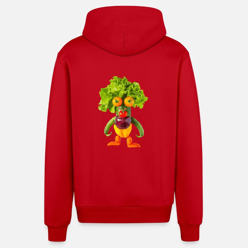Légumes, Monstre - Veste à capuche bio décontractée fabriquée en UE - rouge