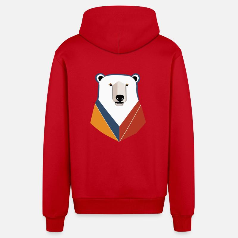 Ours blanc - Veste à capuche bio décontractée fabriquée en UE - rouge