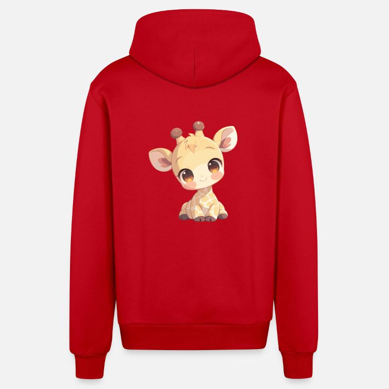 Giraffes Giraffe - Organic Relaxed Hooded Jacket Made in EU - red