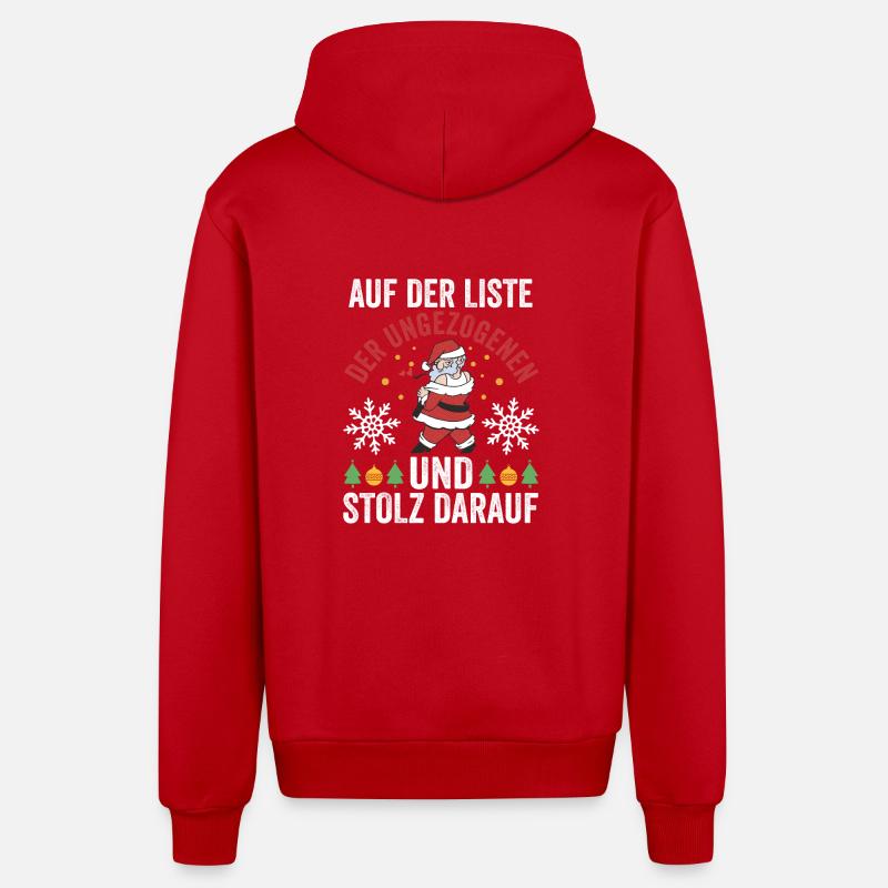 Père Noël Coquin Noël - Veste à capuche bio décontractée fabriquée en UE - rouge