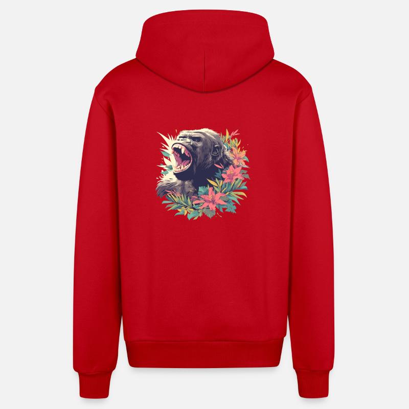 Gorilles Gorilles - Veste à capuche bio décontractée fabriquée en UE - rouge