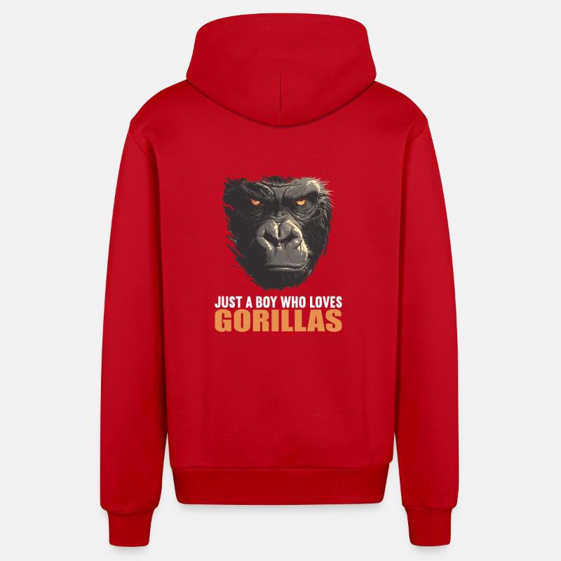 Gorillas Gorilla - Organic Relaxed Hooded Jacket Made in EU - red