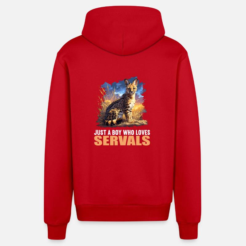 Servale Serval - Veste à capuche bio décontractée fabriquée en UE - rouge