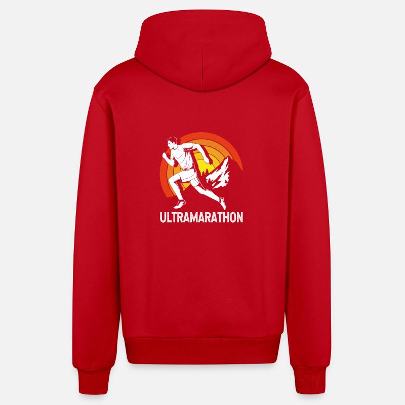 Trail running - Veste à capuche bio décontractée fabriquée en UE - rouge