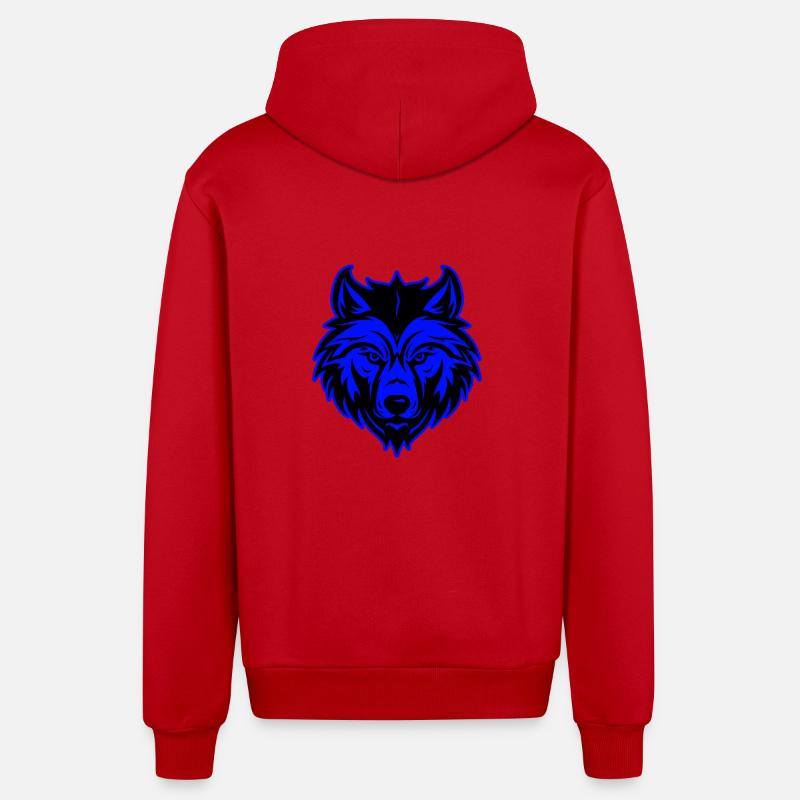 Portrait d’animal loup - Veste à capuche bio décontractée fabriquée en UE - rouge