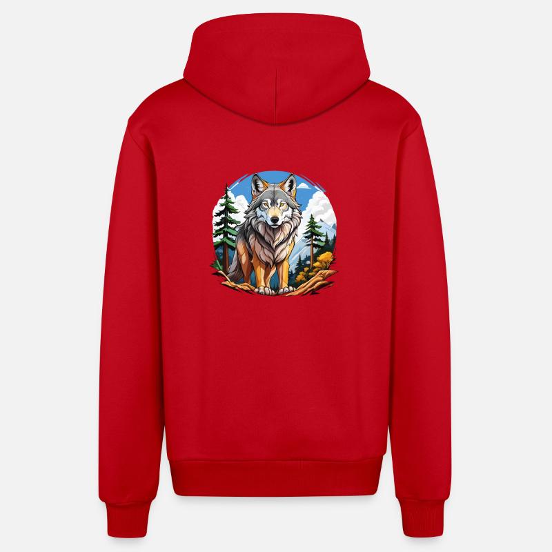 WOLF FOREST - Organic Relaxed Hooded Jacket Made in EU - red