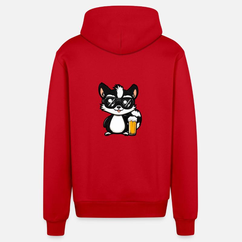 Skunk Ski Bière - Veste à capuche bio décontractée fabriquée en UE - rouge