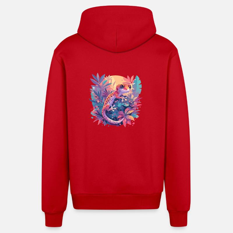 Geckos Geckos - Veste à capuche bio décontractée fabriquée en UE - rouge