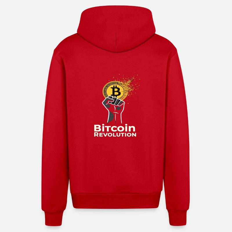 Révolution Bitcoin - Veste à capuche bio décontractée fabriquée en UE - rouge