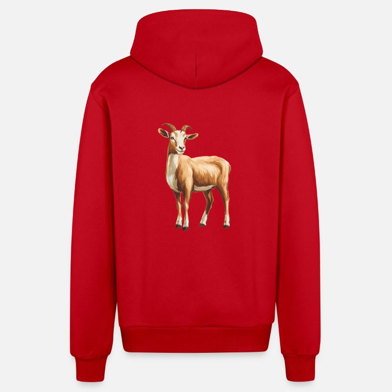 Chèvres chèvre - Veste à capuche bio décontractée fabriquée en UE - rouge