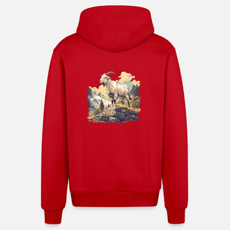 Chèvres chèvre - Veste à capuche bio décontractée fabriquée en UE - rouge
