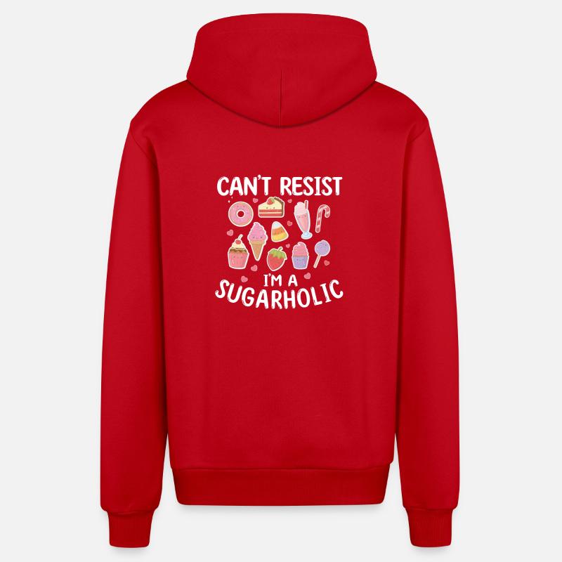 Passionné de sucreries sucrées - Veste à capuche bio décontractée fabriquée en UE - rouge