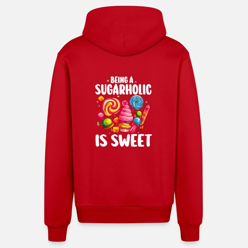 Passionné de sucreries sucrées - Veste à capuche bio décontractée fabriquée en UE - rouge
