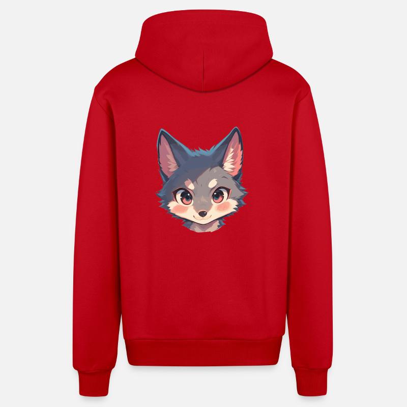 Renards gris Renard gris - Veste à capuche bio décontractée fabriquée en UE - rouge