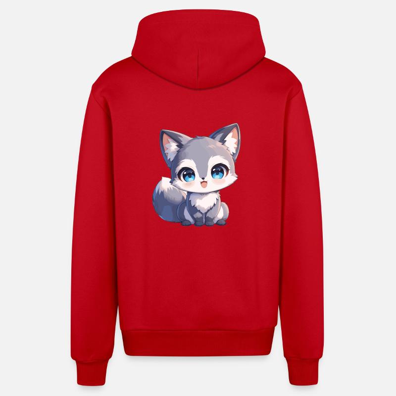 Renards gris Renard gris - Veste à capuche bio décontractée fabriquée en UE - rouge