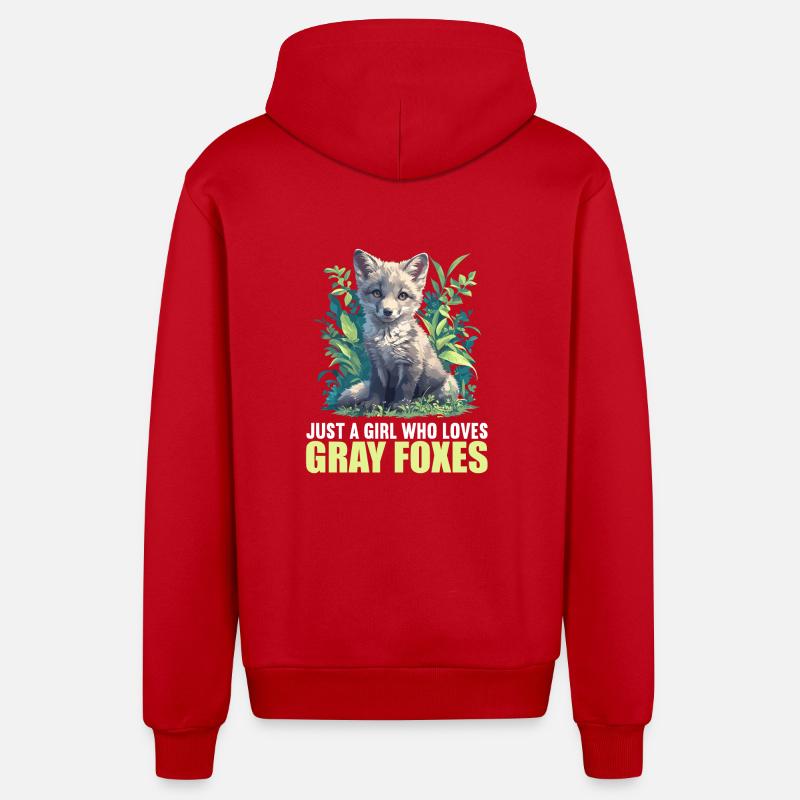Renards gris Renard gris - Veste à capuche bio décontractée fabriquée en UE - rouge