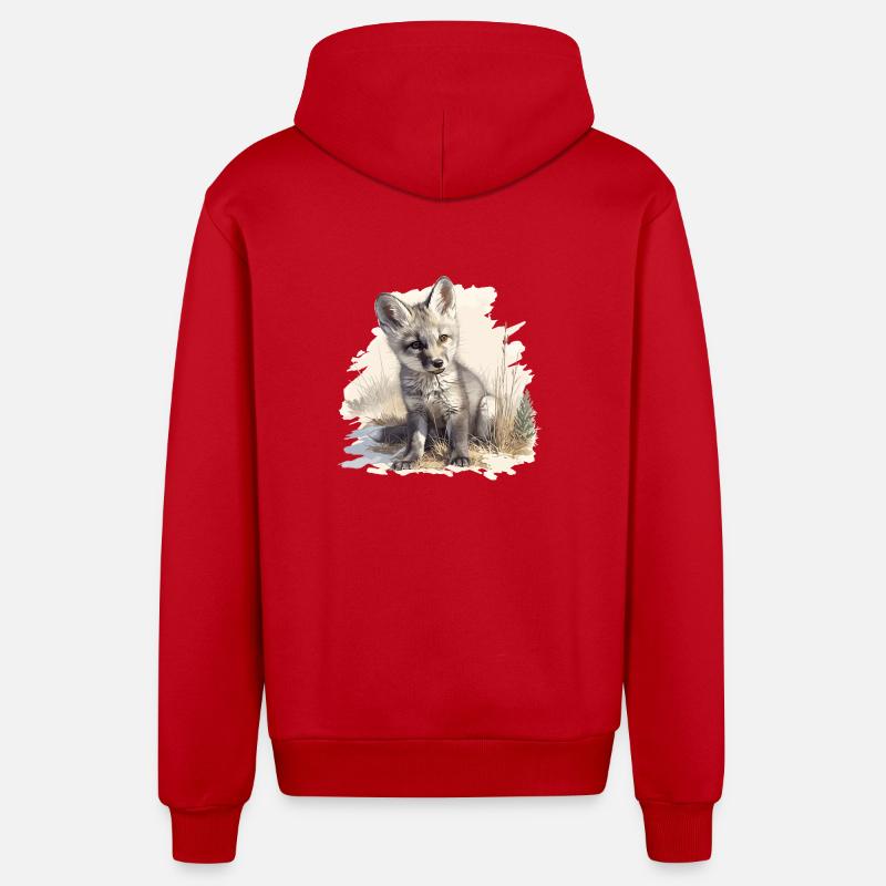 Renards gris Renard gris - Veste à capuche bio décontractée fabriquée en UE - rouge