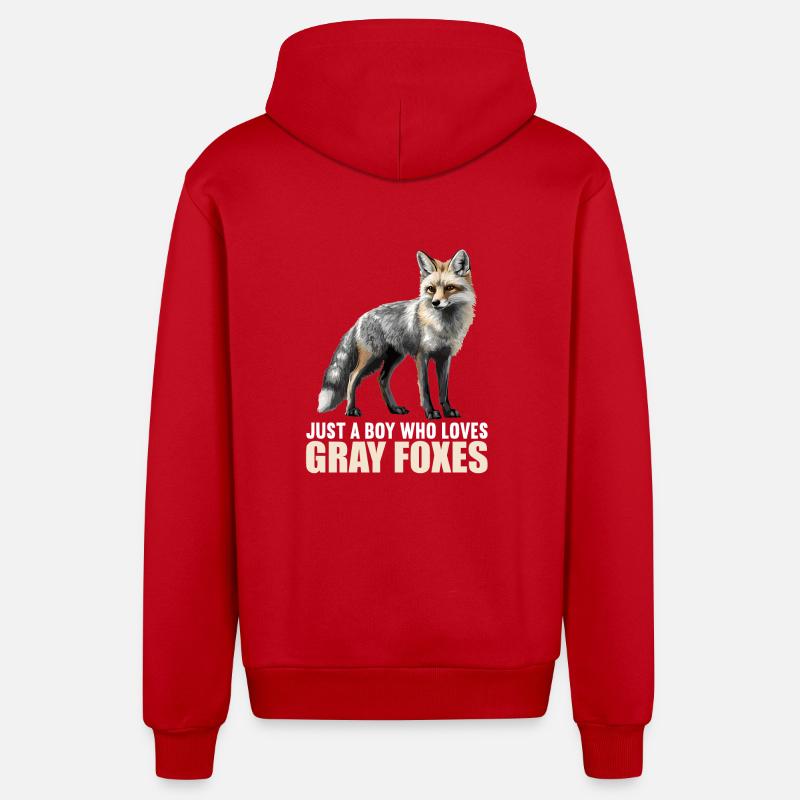 Renards gris Renard gris - Veste à capuche bio décontractée fabriquée en UE - rouge