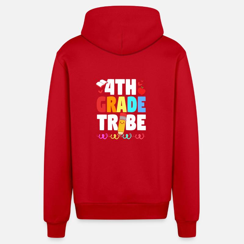 4e année - Veste à capuche bio décontractée fabriquée en UE - rouge