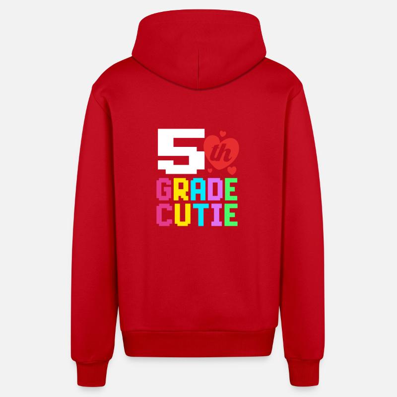 5. Klasse - Organic Relaxed Kapuzenjacke Made in EU - Rot