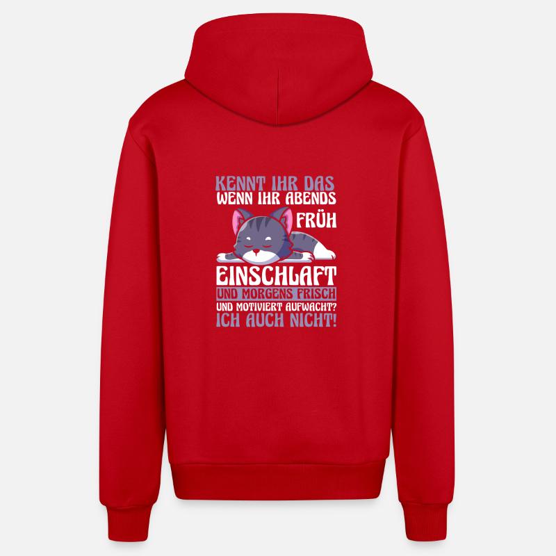Faulenzer Langschläfer Motivation Katze - Organic Relaxed Kapuzenjacke Made in EU - Rot