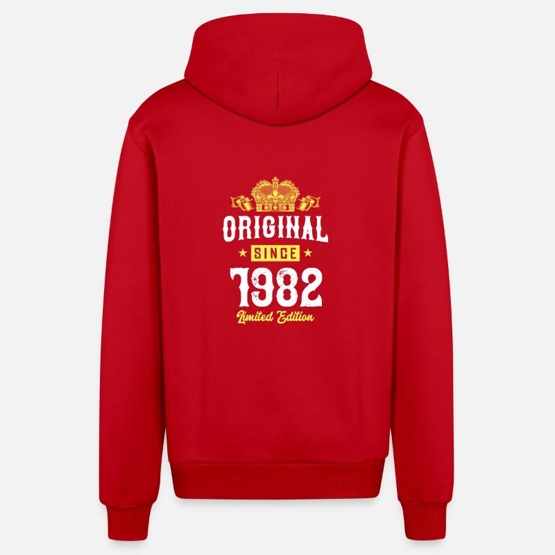 1982 Édition limitée - Veste à capuche bio décontractée fabriquée en UE - rouge