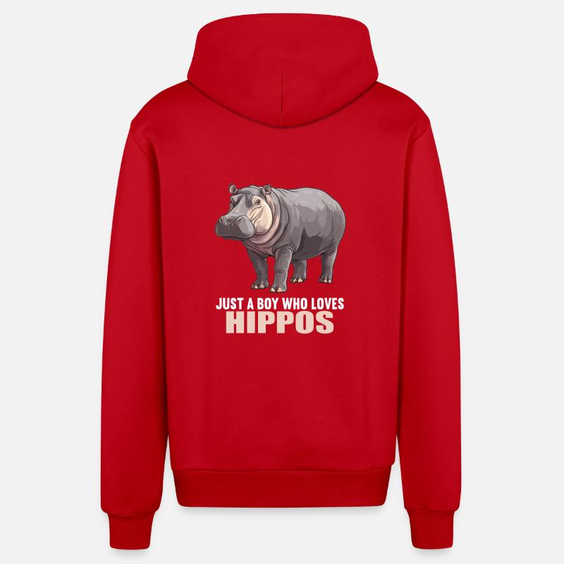 Hippopotame Hippopotame - Veste à capuche bio décontractée fabriquée en UE - rouge