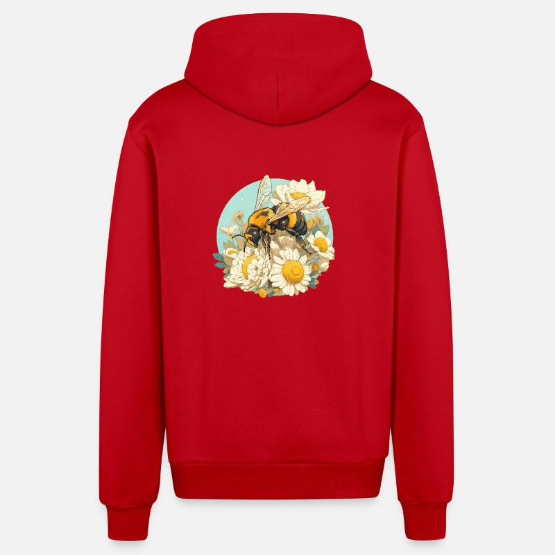 Abeilles Abeille - Veste à capuche bio décontractée fabriquée en UE - rouge