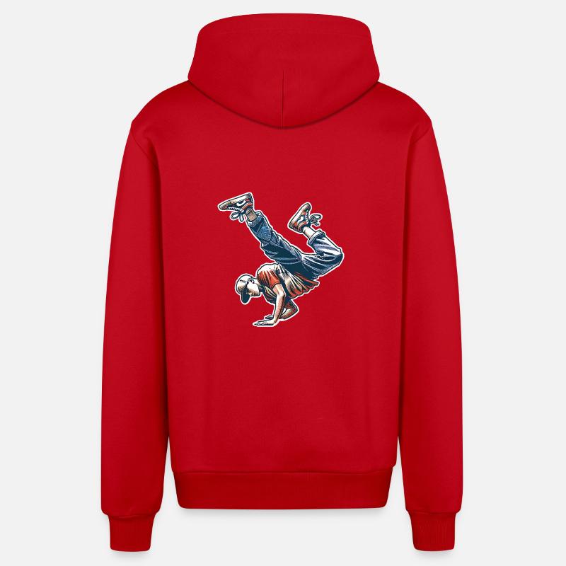 Breakdancing - Organic Relaxed Hooded Jacket Made in EU - red
