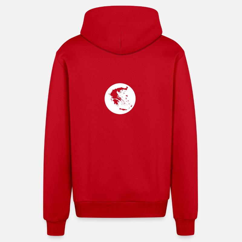 Carte Grèce Grèce Grèce - Veste à capuche bio décontractée fabriquée en UE - rouge