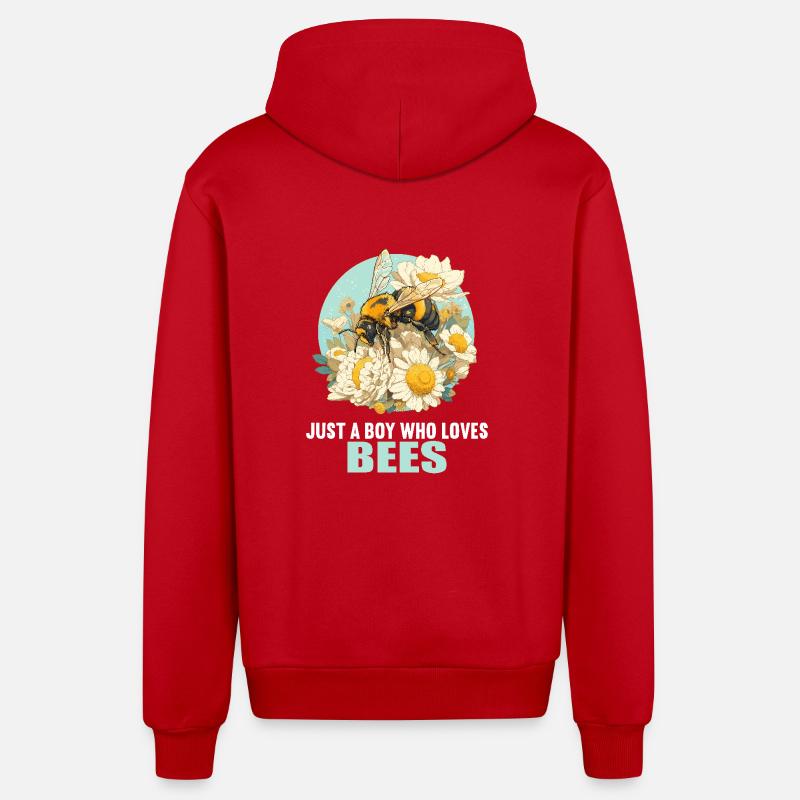 Abeilles Abeille - Veste à capuche bio décontractée fabriquée en UE - rouge