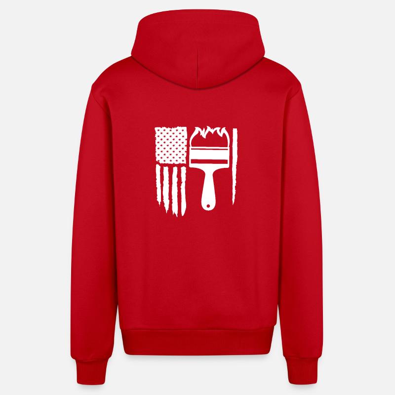 Painter Flag Brush Creativity - Organic Relaxed Hooded Jacket Made in EU - red