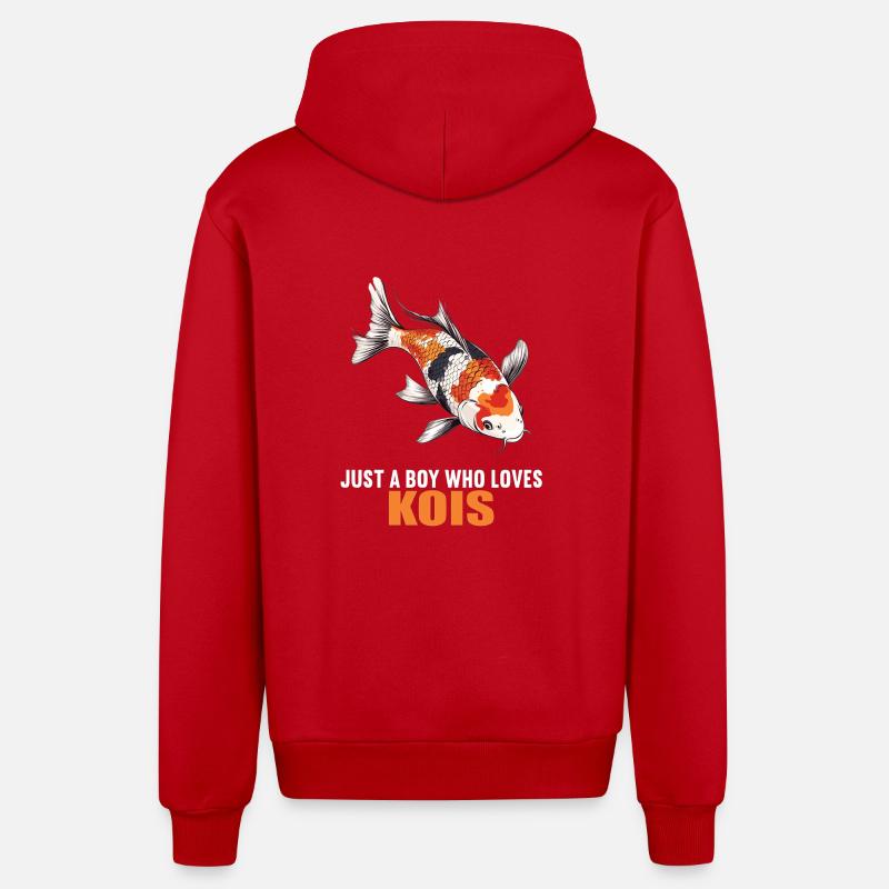 Koi Koi Carpe - Veste à capuche bio décontractée fabriquée en UE - rouge