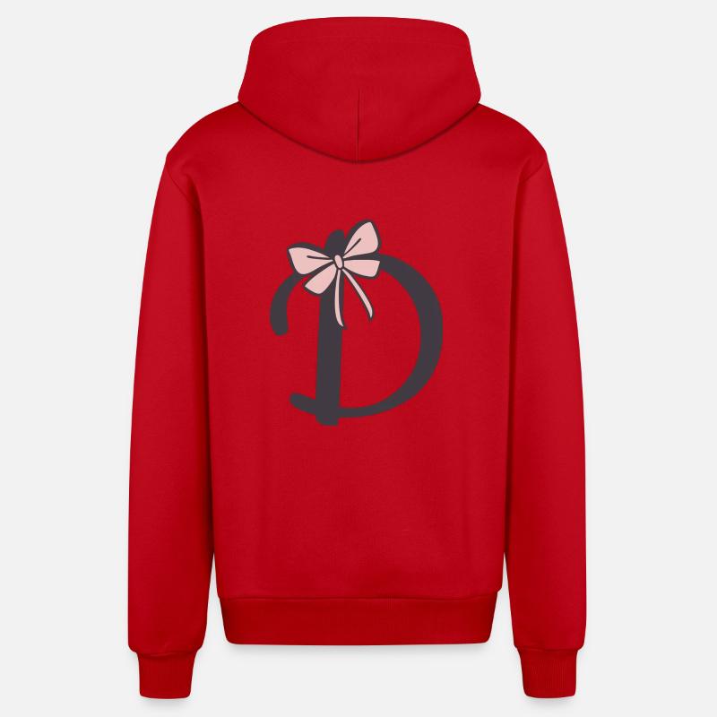 Anfangsbuchstabe D Schleifchen - Organic Relaxed Kapuzenjacke Made in EU - Rot