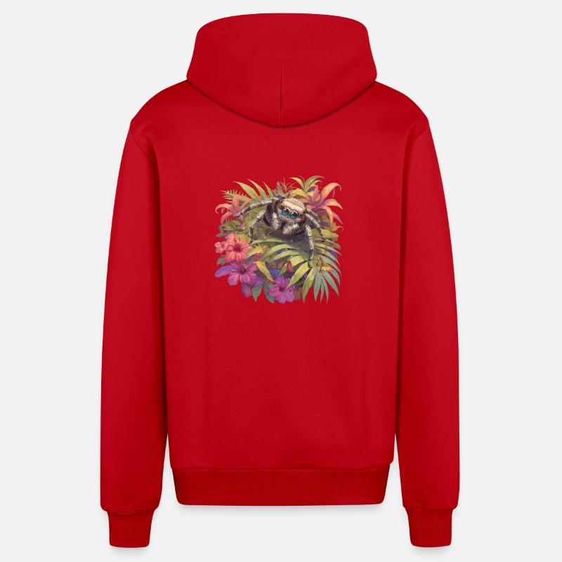 Araignée sauteuse Springspinnen Springspinne - Veste à capuche bio décontractée fabriquée en UE - rouge