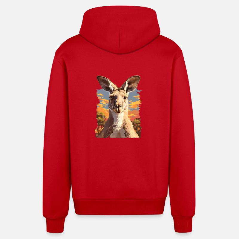 Kangaroos Kangaroo - Organic Relaxed Hooded Jacket Made in EU - red