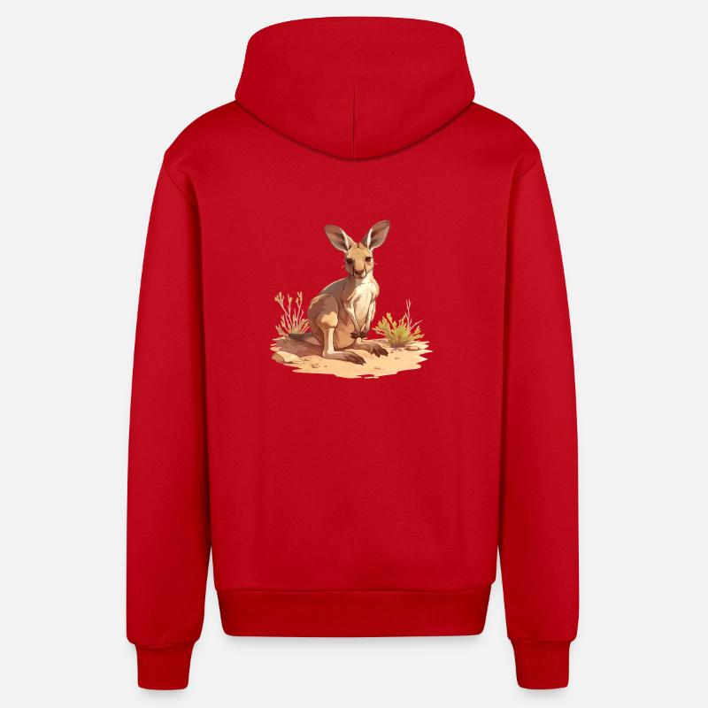 Kangaroos Kangaroo - Organic Relaxed Hooded Jacket Made in EU - red