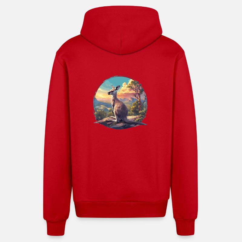 Kangaroos Kangaroo - Organic Relaxed Hooded Jacket Made in EU - red
