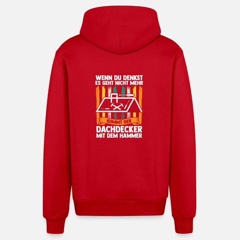 Maître Couvreur Couvreur - Veste à capuche bio décontractée fabriquée en UE - rouge