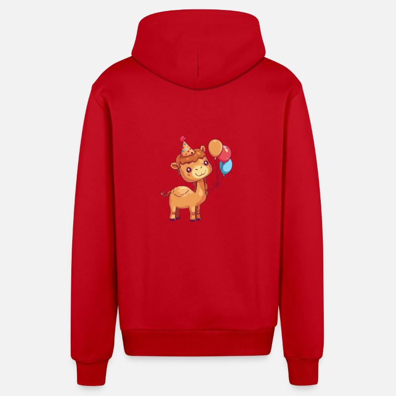 Bébé d’anniversaire de chameau - Veste à capuche bio décontractée fabriquée en UE - rouge