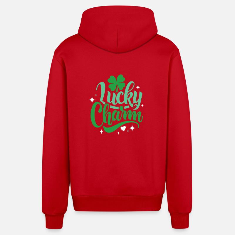 Porte-bonheur - Saint-Patrick - Irlande - Veste à capuche bio décontractée fabriquée en UE - rouge