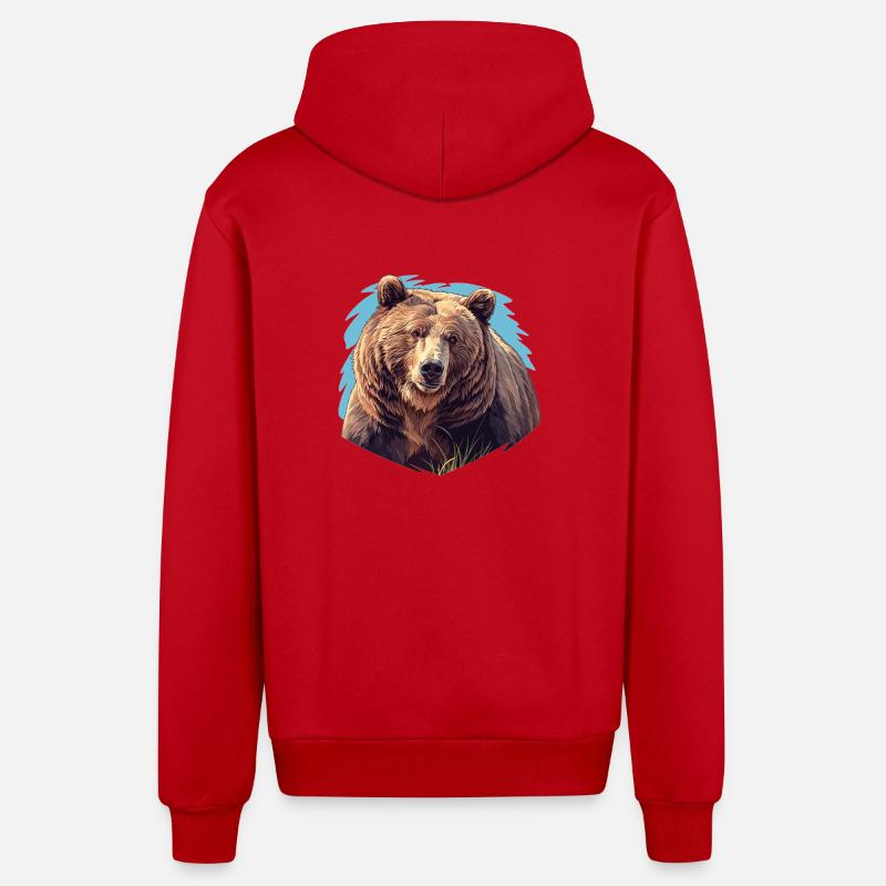 Ours Kodiak Ours Kodiak - Veste à capuche bio décontractée fabriquée en UE - rouge