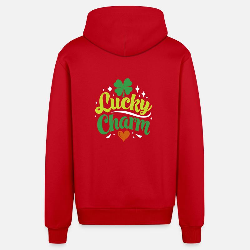 Porte-bonheur - Saint-Patrick - Irlande - Veste à capuche bio décontractée fabriquée en UE - rouge