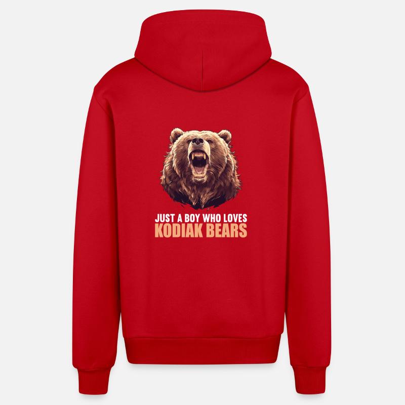Kodiak Bear Kodiak Bear - Organic Relaxed Hooded Jacket Made in EU - red