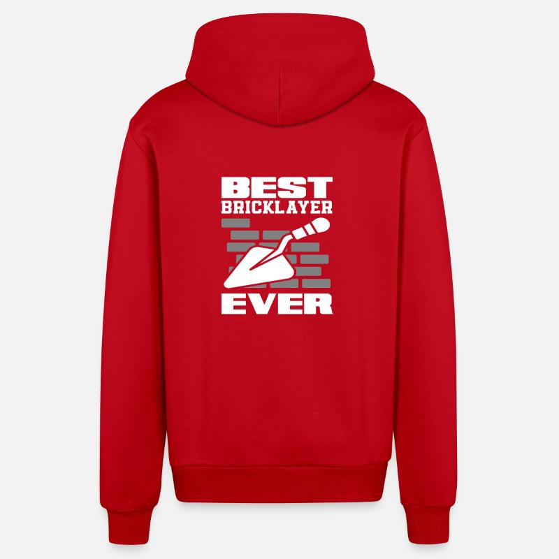 Bricklayer Best Mason Ever - Organic Relaxed Hooded Jacket Made in EU - red