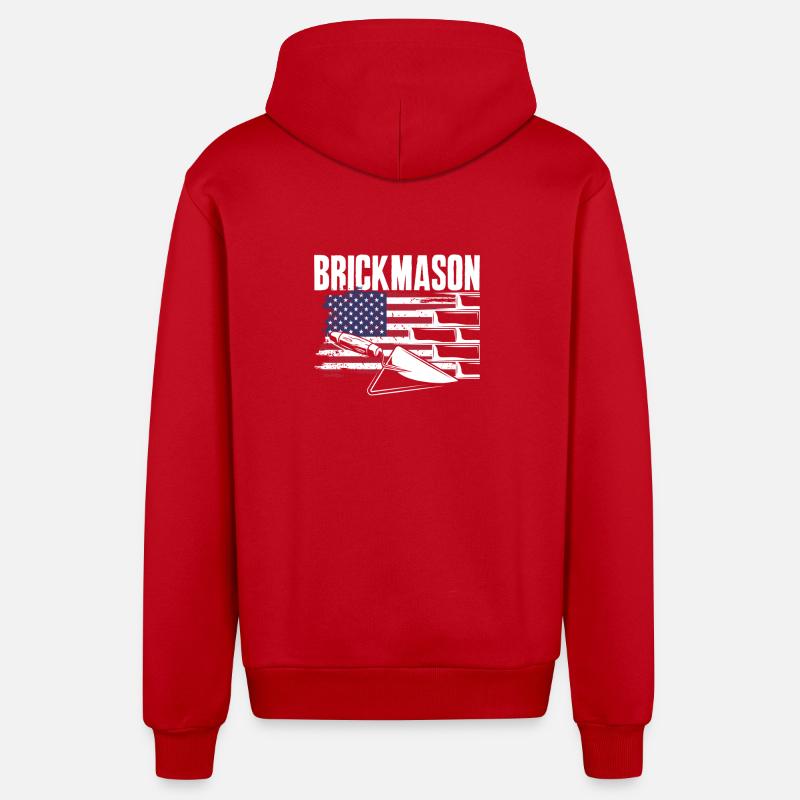 Maçon Briqueteur-maçon American Pride - Veste à capuche bio décontractée fabriquée en UE - rouge