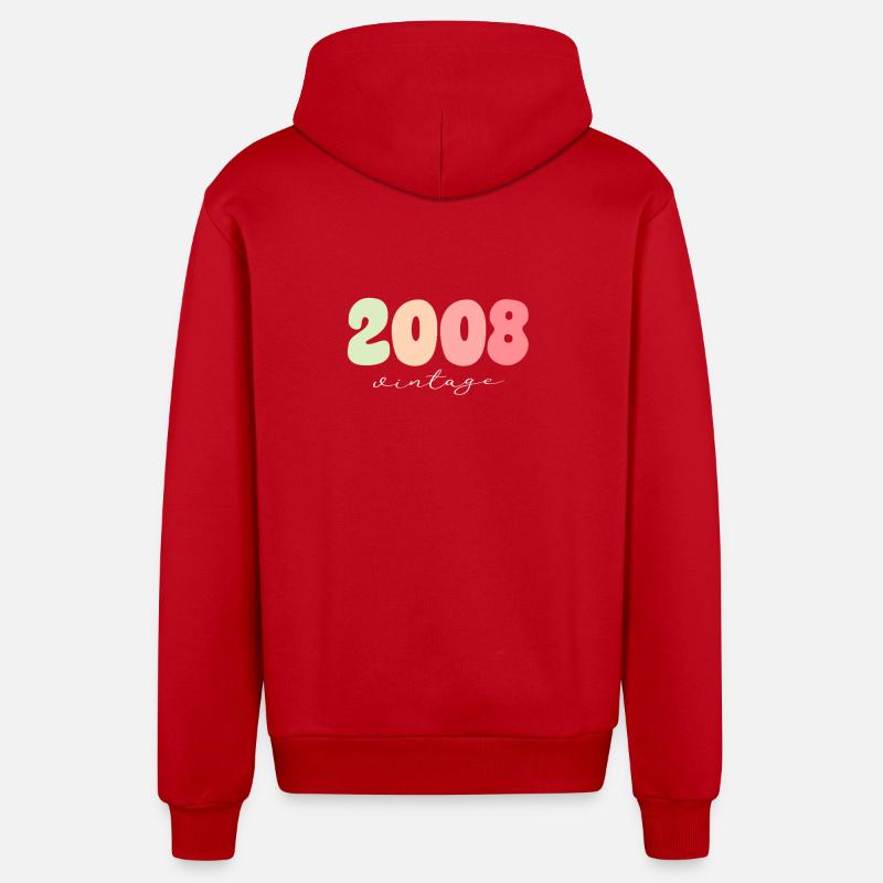 Anniversaire Année de naissance 2008 - Veste à capuche bio décontractée fabriquée en UE - rouge