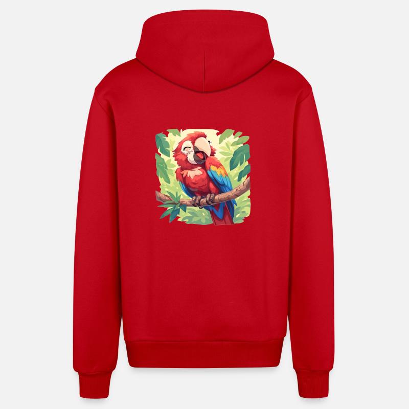 L’ère de l’ara - Veste à capuche bio décontractée fabriquée en UE - rouge