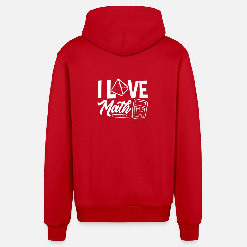 Math Teacher Math Gift - Organic Relaxed Hooded Jacket Made in EU - red